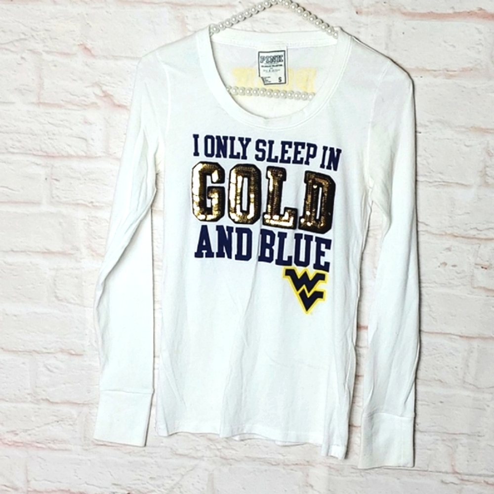 VS PINK WVU Long sleeve tshirt top tee west Virginia University small Vintage